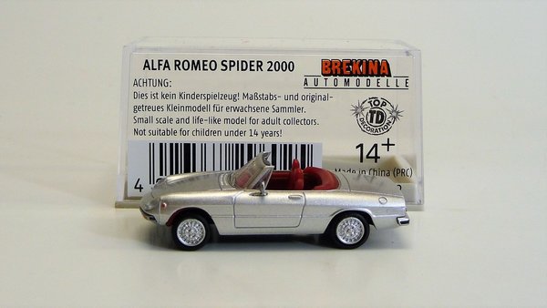 Alfa Romeo Spider Fastback argento Brekina 29602 1/87