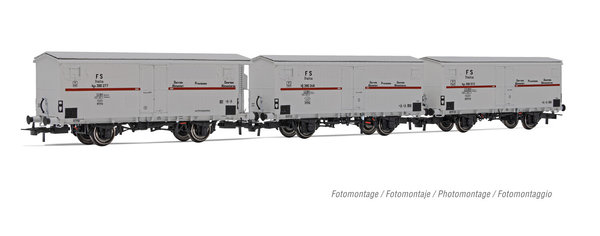 FS, 3tlg. Kühlwagenset Hgb, roter Streifen, Ep. III Rivarossi HR6605 1/87