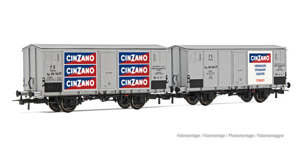 FS, 2tlg. Kühlwagenset Hgb, Cinzano, Ep. III Rivarossi HR6606 1/87
